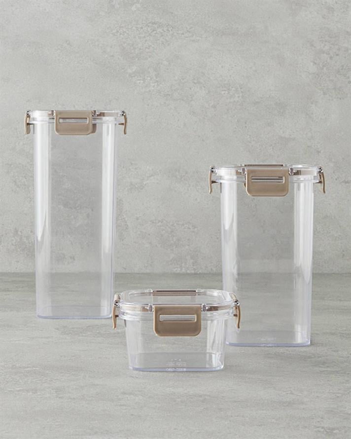 Plastic 3 Set Food Container Beige