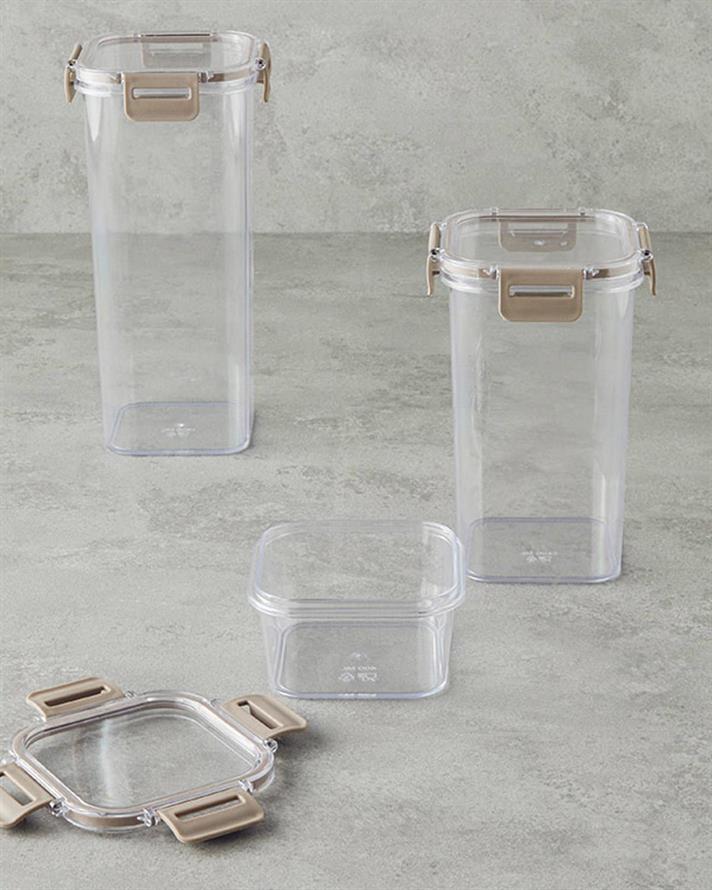 Plastic 3 Set Food Container Beige