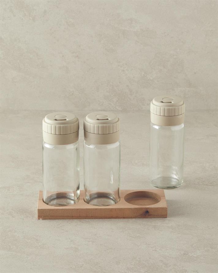 Glass 3 Set Cruet 245 ml Dark Beige
