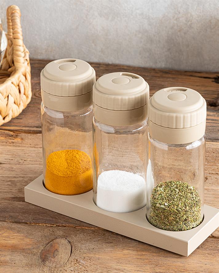 Greta Glass 3 Set Cruet 245 ml Dark Beige