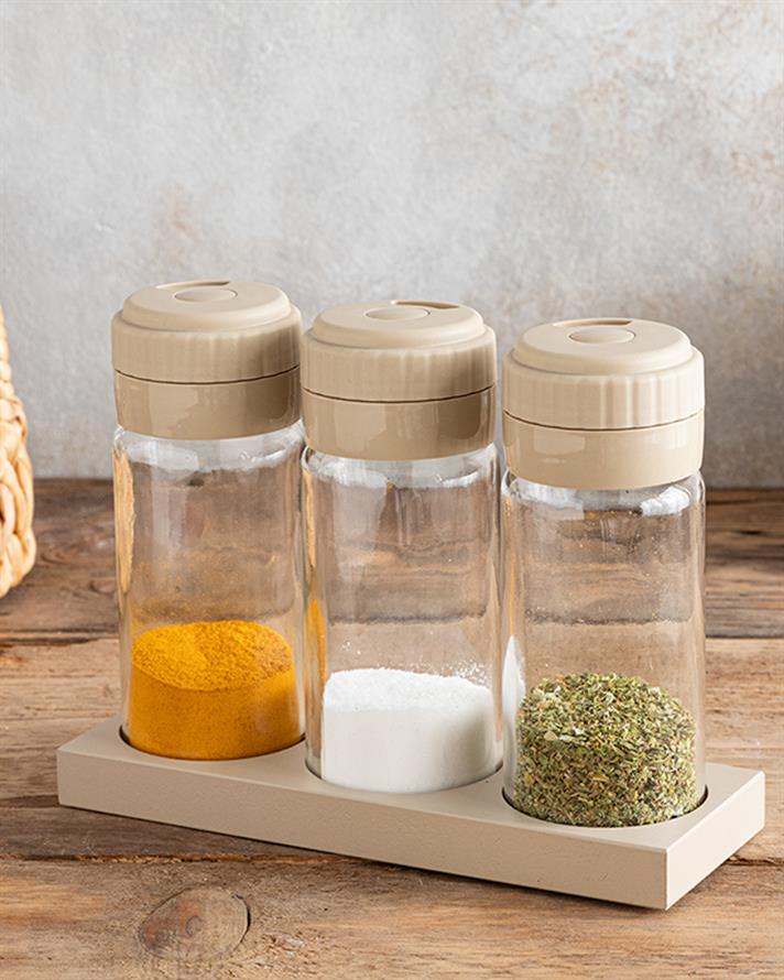 Greta Glass 3 Set Cruet 245 ml Dark Beige