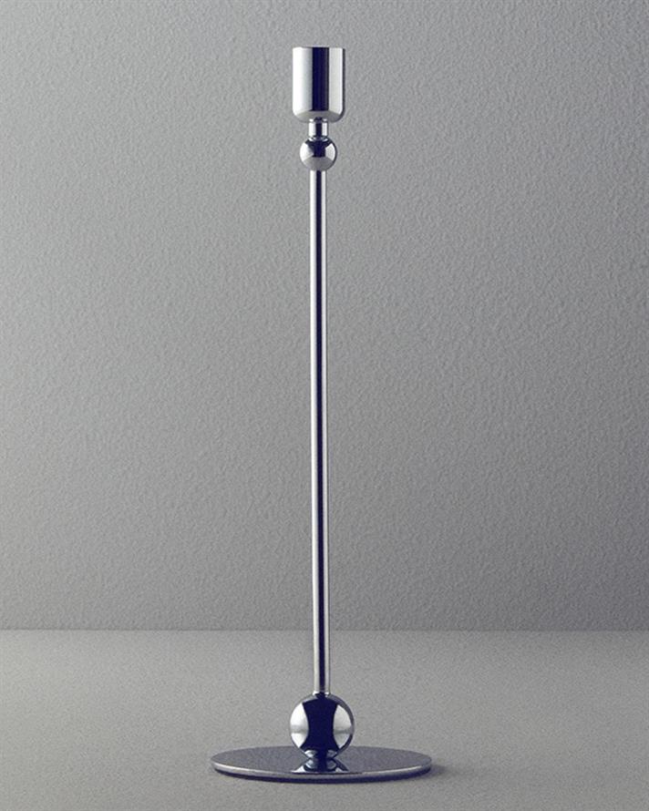 Set 3 suport lumânare, Deluxe, metal, 10x32,5+10x27,5+10x22,5 cm, argintiu