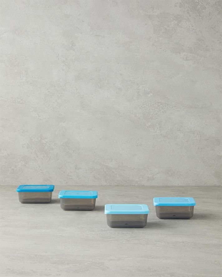 Plastic Set 4 Cutie De Depozitare 250 ml Albastru