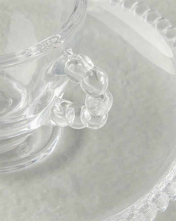 Set 4 cesti de cafea cu farfurioara, Balloon, sticla, 65 ml, transparent