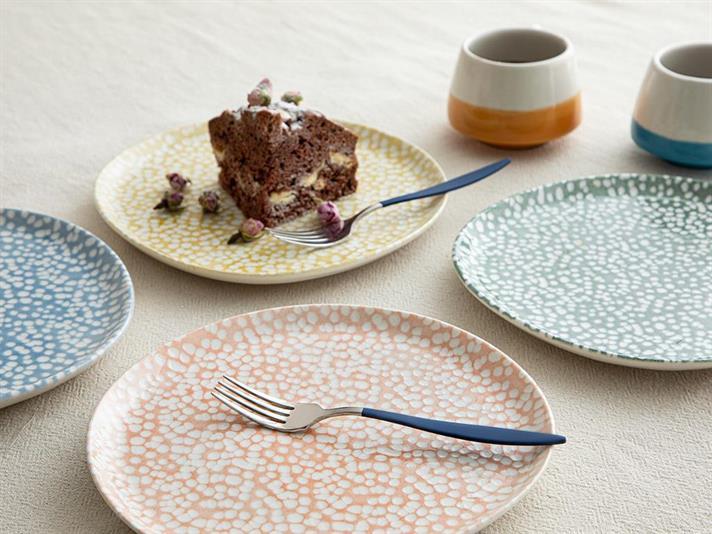 Set 4 farfurii pentru desert, Ballonet, porțelan, 20 cm, verde-galben-roz-bleu