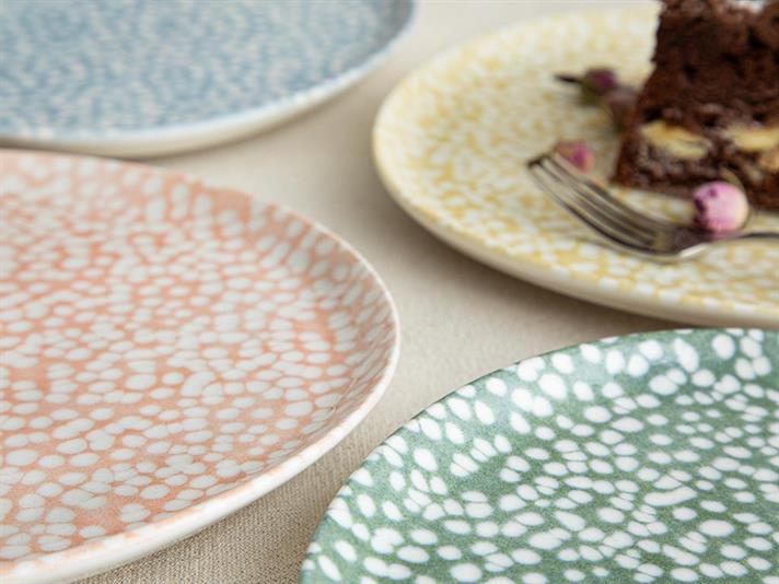 Set 4 farfurii pentru desert, Ballonet, porțelan, 20 cm, verde-galben-roz-bleu