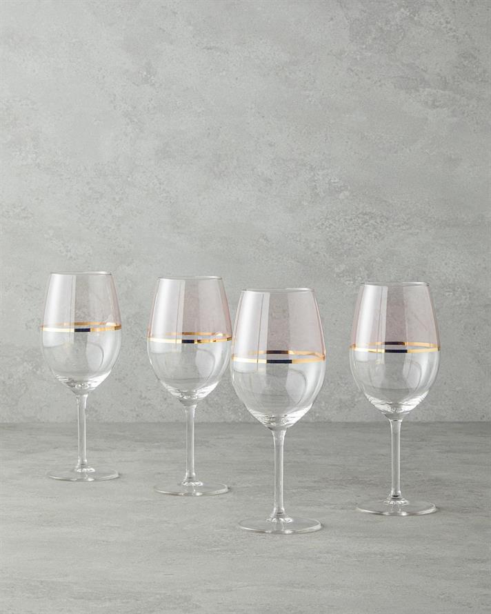 Set 4 pahare de vin, Fiore, sticla, 540 ml, roz deschis
