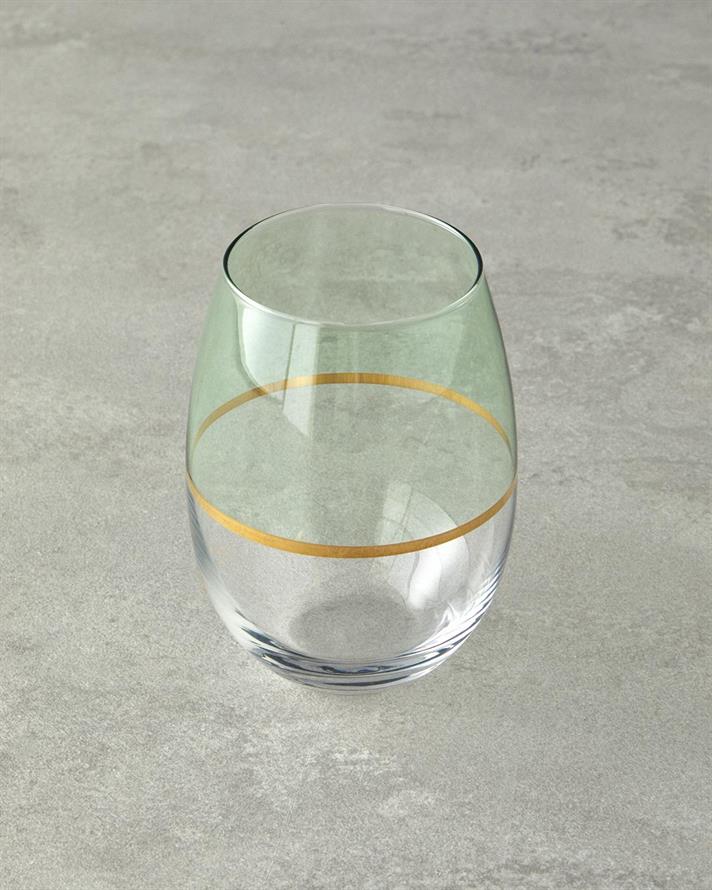 Set 4 pahare pentru apa/ sucuri, Fiore, sticla, 300 ml, verde deschis