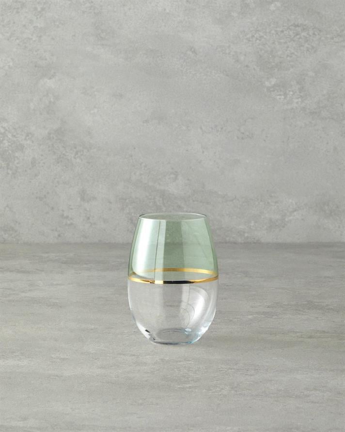Set 4 pahare pentru apa/ sucuri, Fiore, sticla, 300 ml, verde deschis