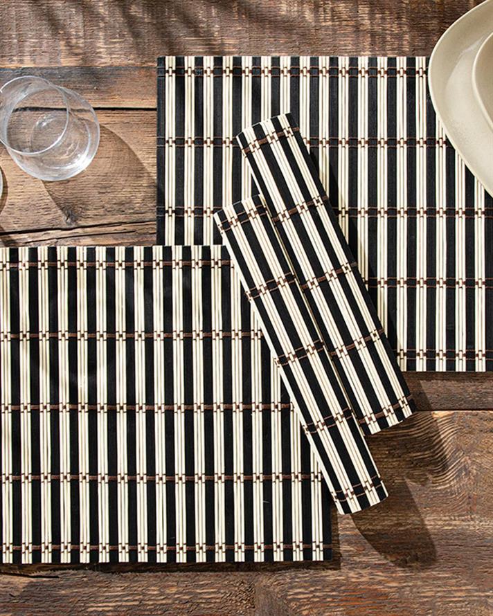 Bamboo 4 Pcs Place Mat 45x30 cm Black