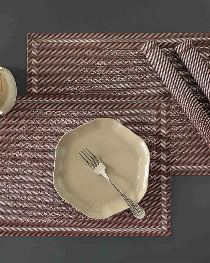 Set 4 suporturi farfurie, Glitz, PVC, 30x45 cm, bordo