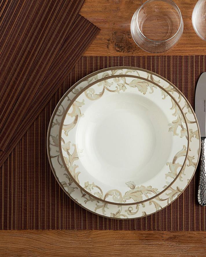 Shiny PVC 4 Set Place Mat 30x45 cm Brown