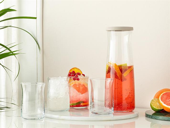 Set 5 carafă cu pahare, Isac, sticlă, 1200 ml, transparent