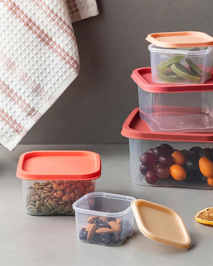 Keep Me Plastic 5 Pieces Storage Box 16 cm Red