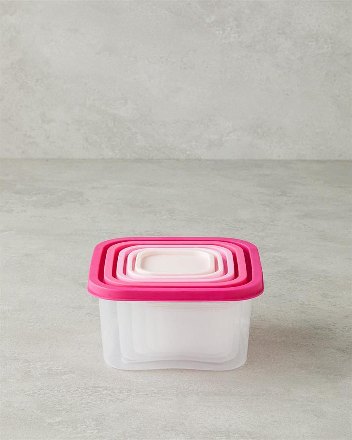 Keep Me Plastic 5 Piese Recipient Depozitare 16 cm Roz