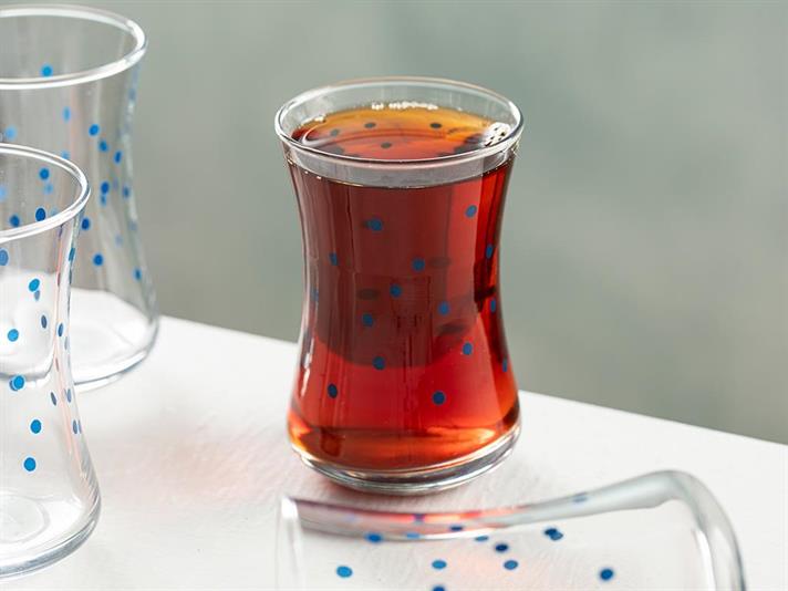 Set 6 Pahare de ceai, Dotsy, sticlă, 155 ml, bleumarin