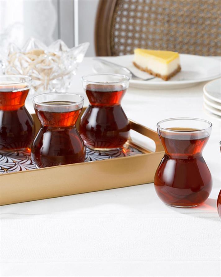 Set 6 Pahare de ceai, Etnik, sticlă, 140 ml, transparent