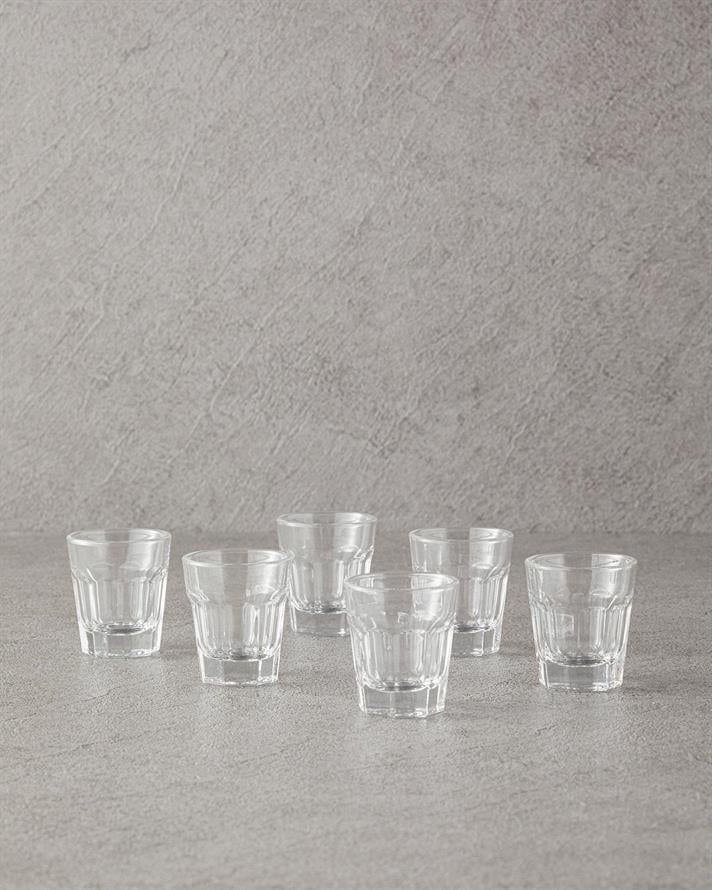 Set 6 pahare, Mona, sticlă, 45 ml, transparent