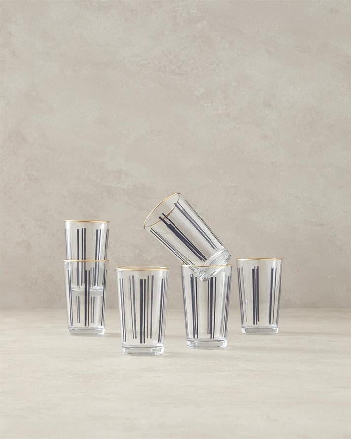 Set 6 Pahare pentru apă, Modern Line, sticlă, 100 ml, negru