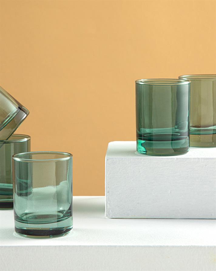 Set 6 pahare pentru apa/ sucuri, Azule, sticla, 65 ml, verde