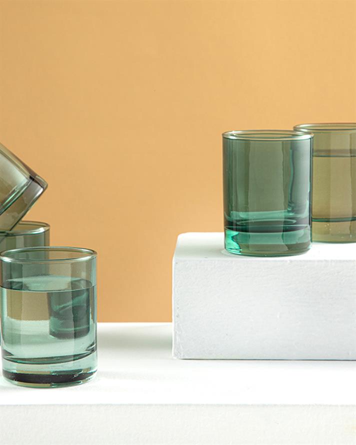 Set 6 pahare pentru apa/ sucuri, Azule, sticla, 65 ml, verde