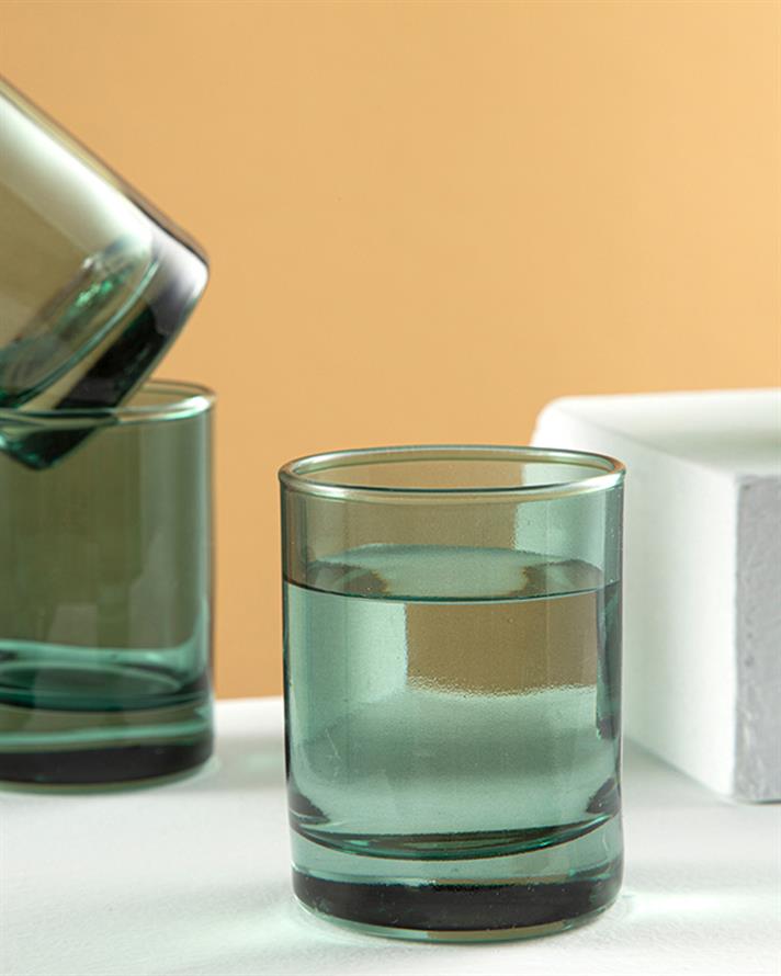 Set 6 pahare pentru apa/ sucuri, Azule, sticla, 65 ml, verde