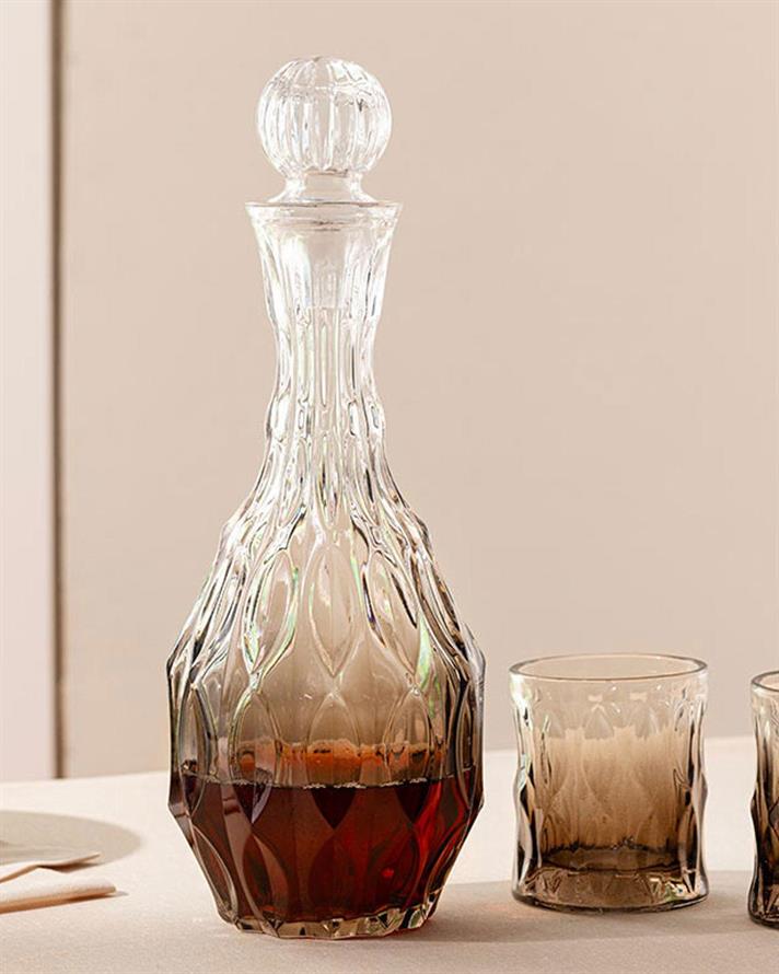 Set carafă cu pahare, Blaze, sticlă, 1300 ml + 300 ml, arămiu