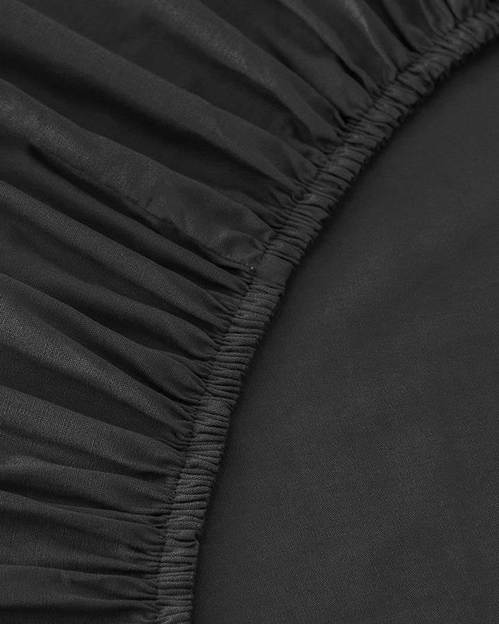 Set cearceaf elastic și față de pernă, pentru o persoană, Plain, bumbac, 100x200 cm/ 50x70 cm, antracit