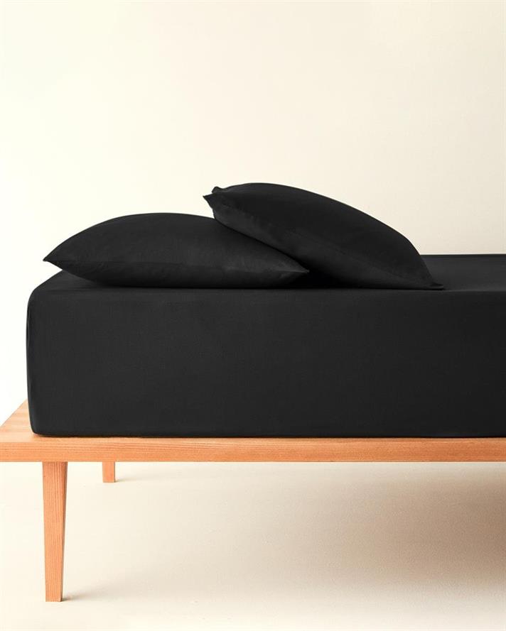 Set cearceaf elastic și față de pernă, pentru o persoană, Plain, bumbac, 100x200 cm/ 50x70 cm, antracit