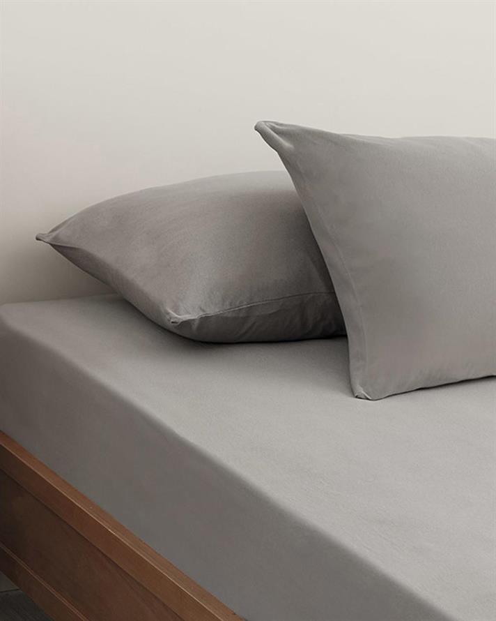 Set cearceaf elastic și față de pernă, pentru o persoană, Straight, bumbac, 100x200 cm/ 50x70 cm, gri