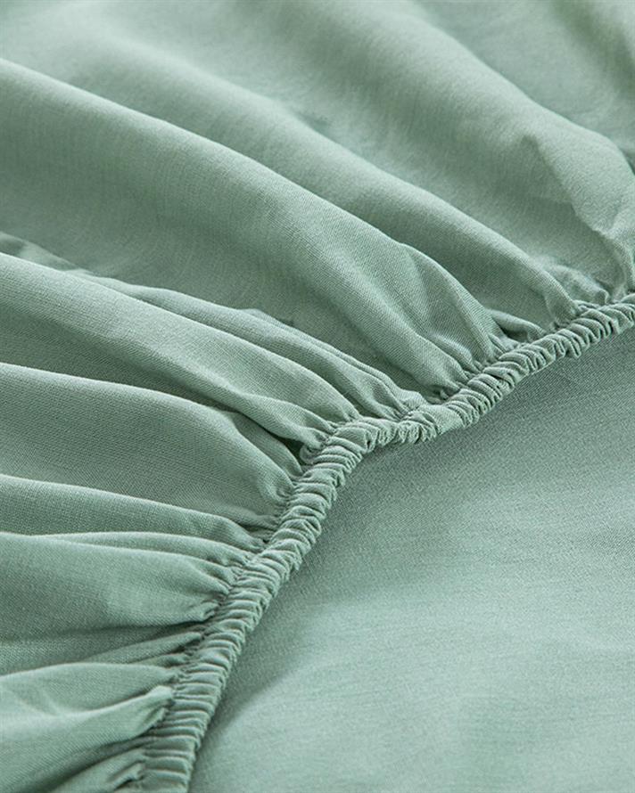 Set cearceaf elastic și față de pernă, pentru o persoană, Novella, bumbac-viscoză, 100x200 cm/ 50x70 cm, verde