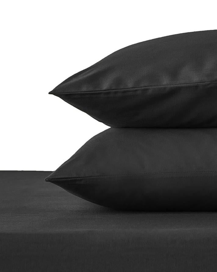 Set cearceaf elastic și față de pernă, pentru o persoană, Plain, bumbac, 100x200 cm/ 50x70 cm, antracit