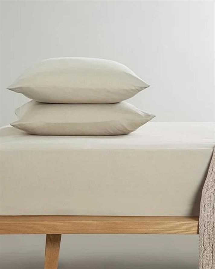 Set cearceaf elastic și față de pernă, pentru o persoană, Novella, bumbac-viscoză, 100x200 cm/ 50x70 cm, bej