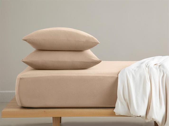 Set cearceaf elastic și față de pernă, pentru o persoană, Straight, bumbac, 100x200 cm/ 50x70 cm, maro