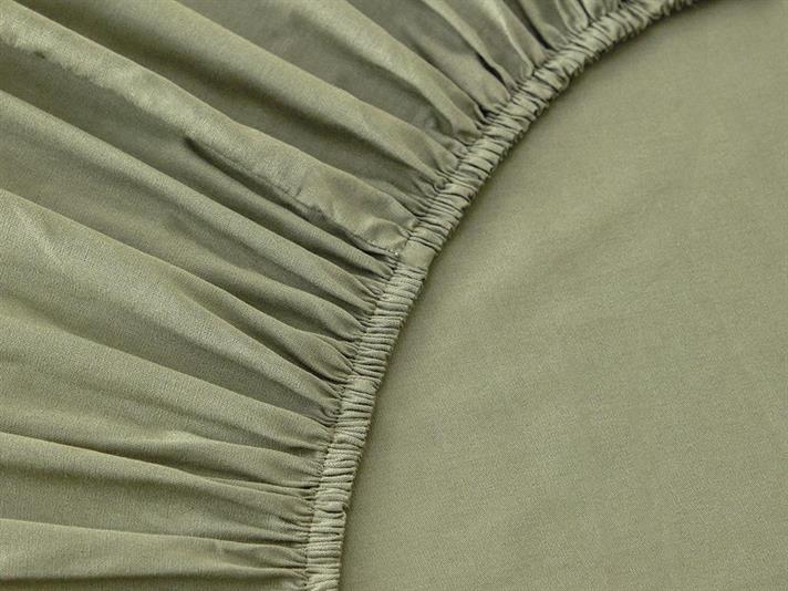 Set cearceaf elastic și fețe de pernă, King size, Plain, bumbac, 180x200 cm/ 50x70 cm, verde închis
