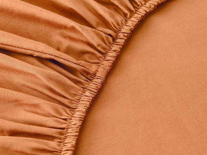 Set cearceaf elastic și fețe de pernă, King size, Plain, bumbac, 180x200 cm/ 50x70 cm, terracotta