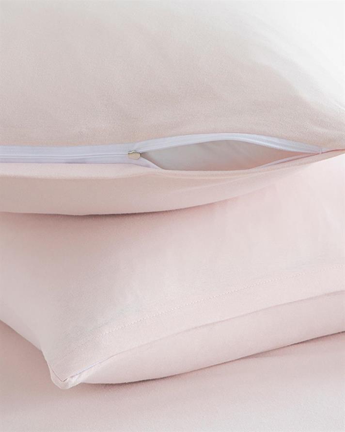 Set cearceaf elastic și fețe de pernă, King size, Straight, bumbac, 180x200 cm/ 50x70 cm, roz pudră