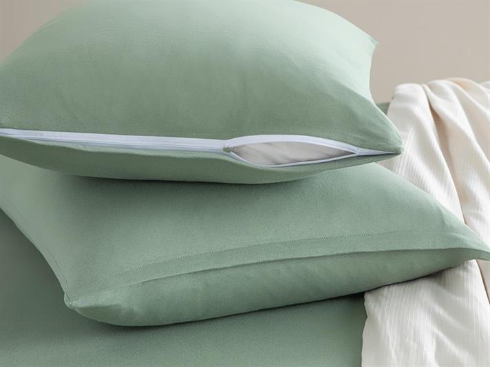 Set cearceaf elastic și fețe de pernă, pat dublu, Straight, bumbac, 160x200 cm/ 50x70 cm, verde