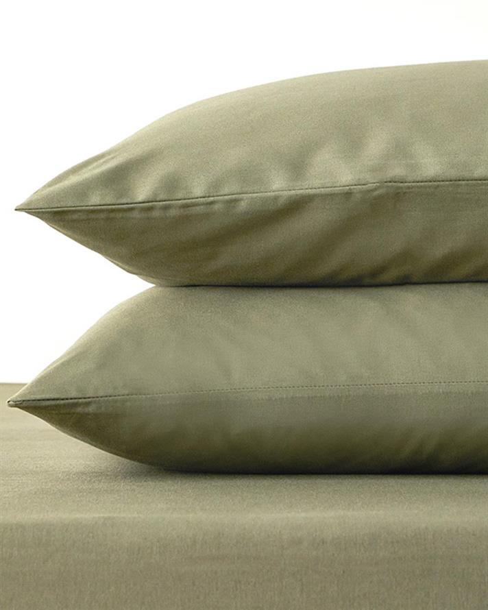 Set cearceaf elastic și fețe de pernă, pat dublu, Plain, bumbac, 160x200 cm/ 50x70 cm, verde închis