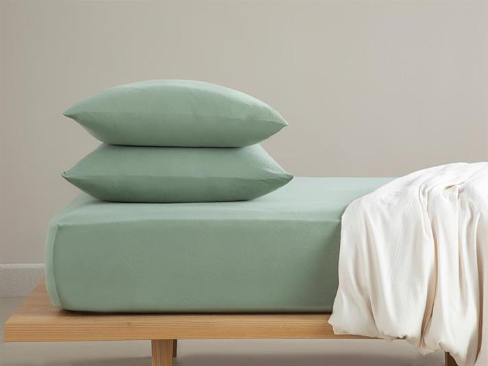 Set cearceaf elastic și fețe de pernă, pat dublu, Straight, bumbac, 160x200 cm/ 50x70 cm, verde