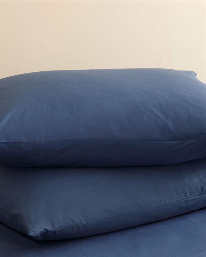 Set cearceaf elastic și fețe de pernă, pat dublu, Straight, bumbac, 160x200 cm/ 50x70 cm, albastru închis