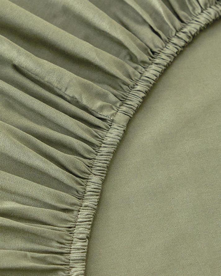 Set cearceaf elastic și fețe de pernă, pat dublu, Plain, bumbac, 160x200 cm/ 50x70 cm, verde închis