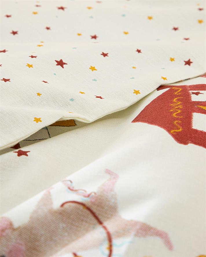 Set complet lenjerie pentru pătuț bebe, Carnival, 100x150 cm, bumbac, bej