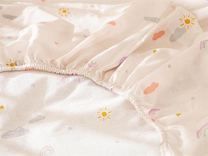 Set complet lenjerie pentru pătuț bebe, Unicorn, 160x220 cm, bumbac, roz