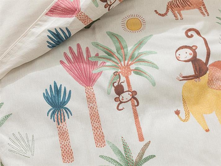 Set complet lenjerie pentru pătuț bebe, Exotic, 100x150 cm, bumbac, bej