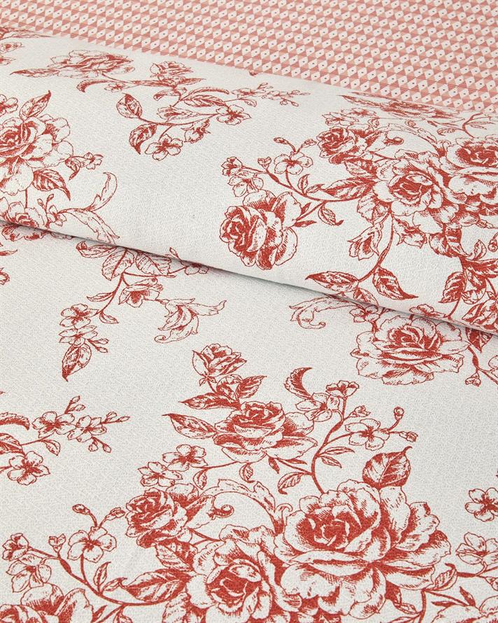 Set complet patura subtire King Size, Rosey Violen, bumbac, 240x220 cm/260x280 cm/50x70 cm, portocaliu