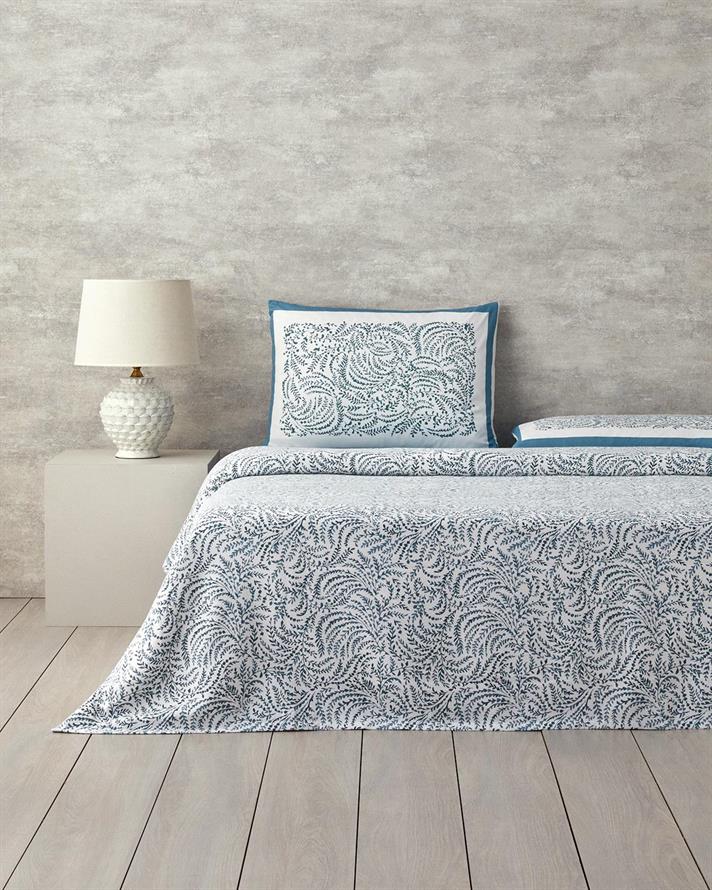 Set complet patura subtire pentru doua persoane, Calm Nature, bumbac, 220x240 cm/240x260 cm/50x70 cm, verde