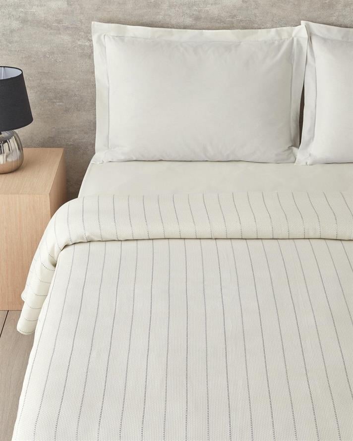 Set complet patura subtire pentru doua persoane, Lucent, bumbac-viscoza-poliester, 200x220 cm/160x200 cm/50x70 cm, argin