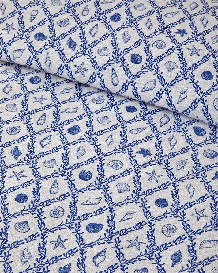 Set complet patura subtire pentru doua persoane, Sandy Seashore, bumbac, 200x220 cm/240x255 cm/50x70 cm, bleu