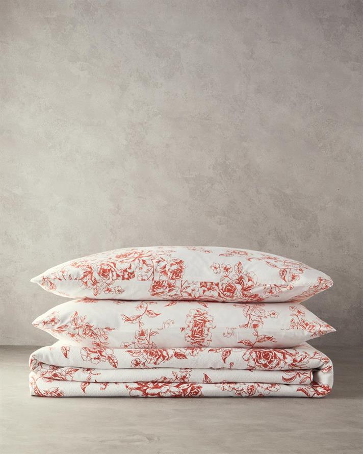 Set complet patura subtire pentru doua persoane, Rosey Violen, bumbac, 200x220 cm/240x255 cm/50x70 cm, portocaliu